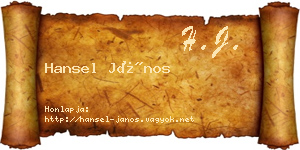 Hansel János névjegykártya